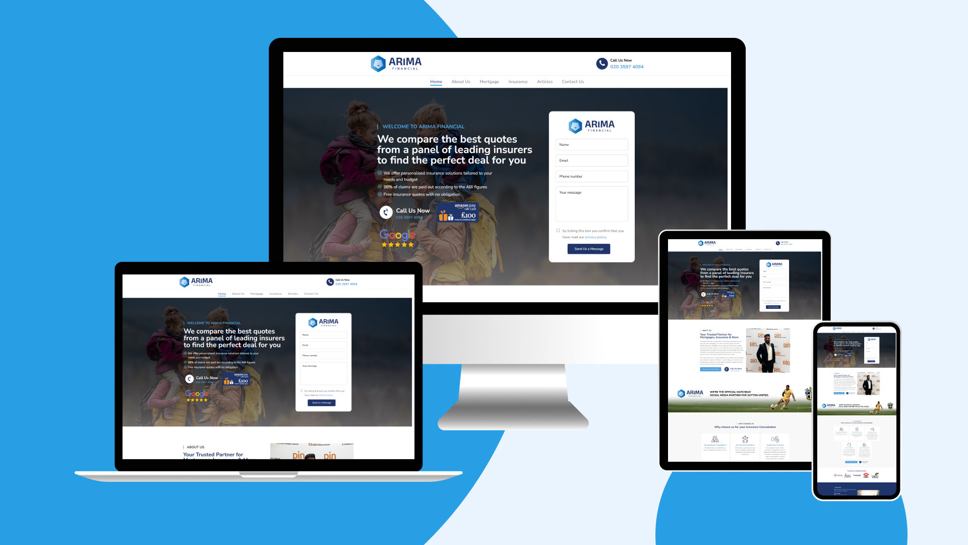 Arima Financial website — designed and built by Telsa Media