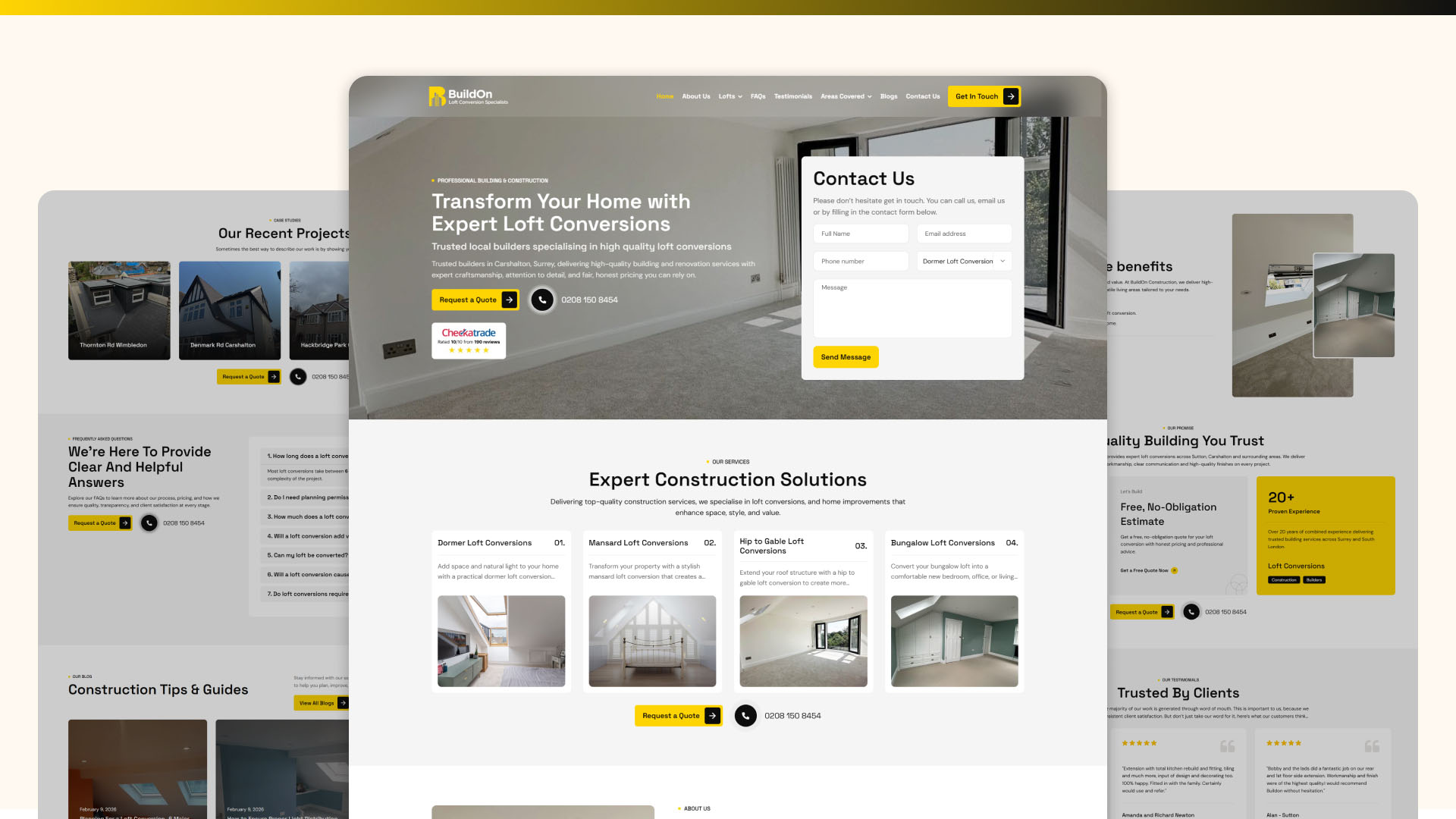 Build on Construction Ltd website — designed and built by Telsa Media