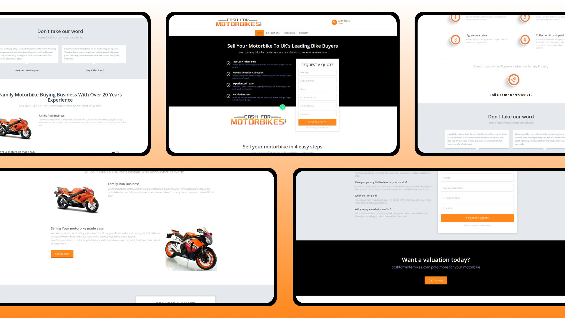 Cash For Motorbikes website — designed and built by Telsa Media
