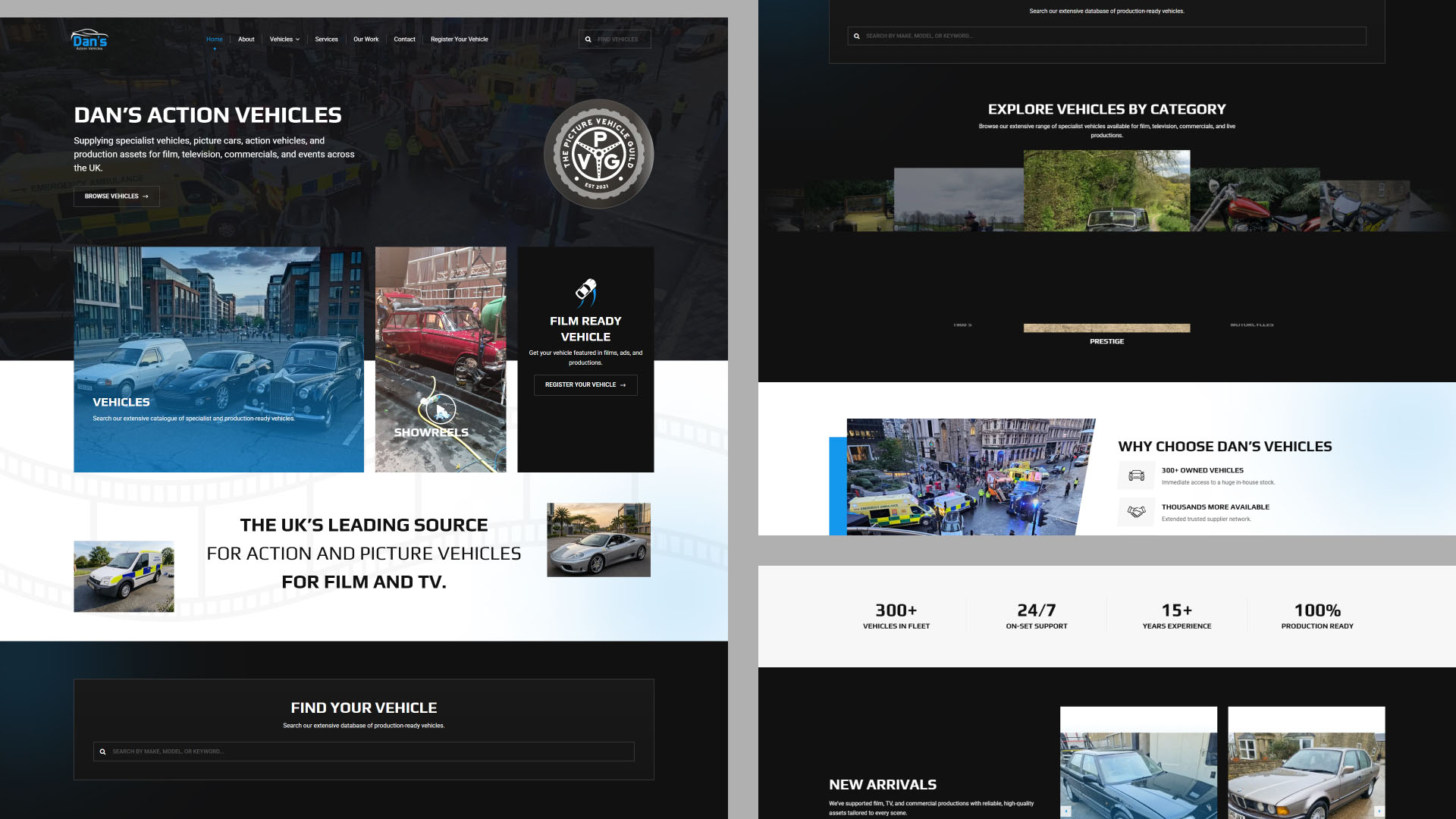 Dan's Action Vehicles website — designed and built by Telsa Media