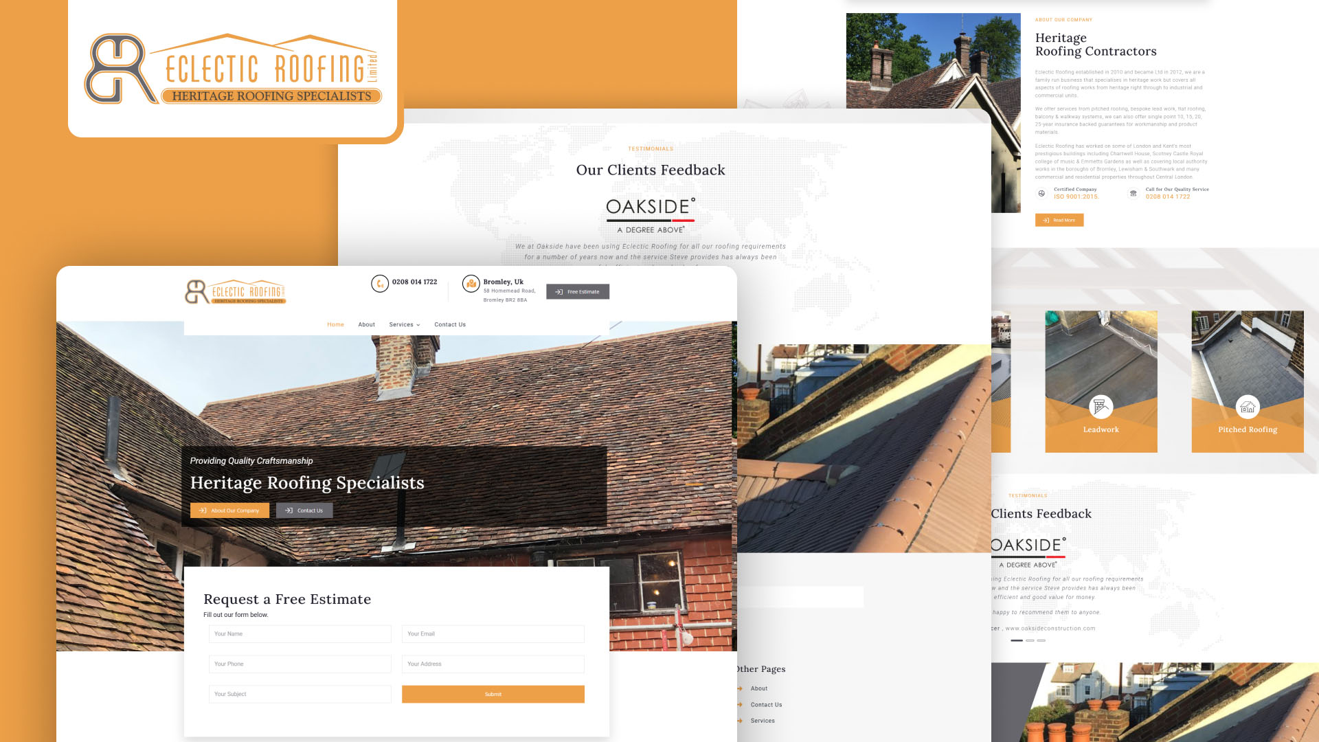 Eclectic Roofing website — designed and built by Telsa Media