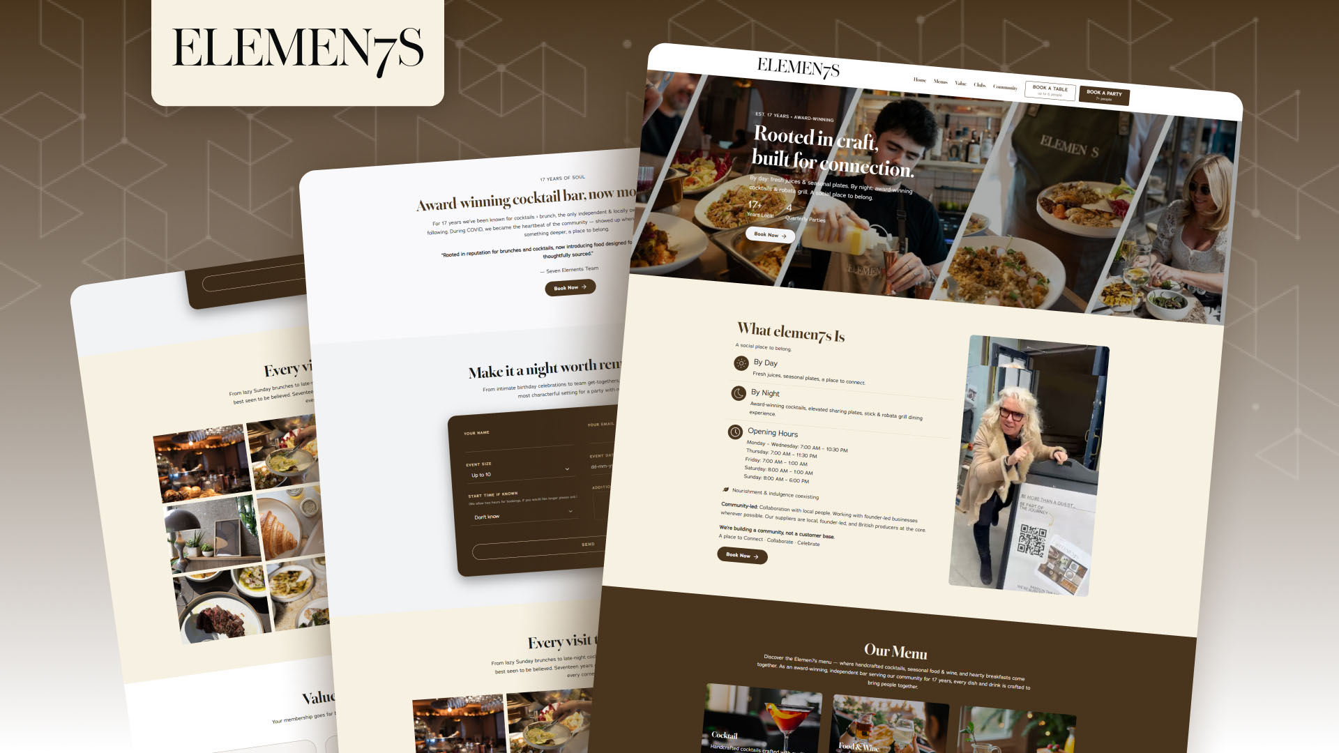 Elemen7s website — designed and built by Telsa Media