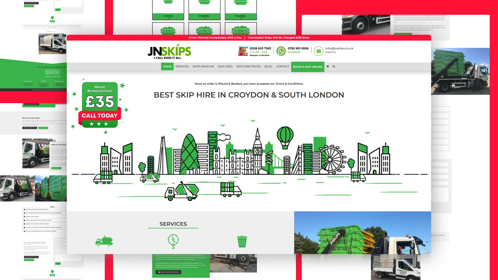 Jnskips website — designed and built by Telsa Media
