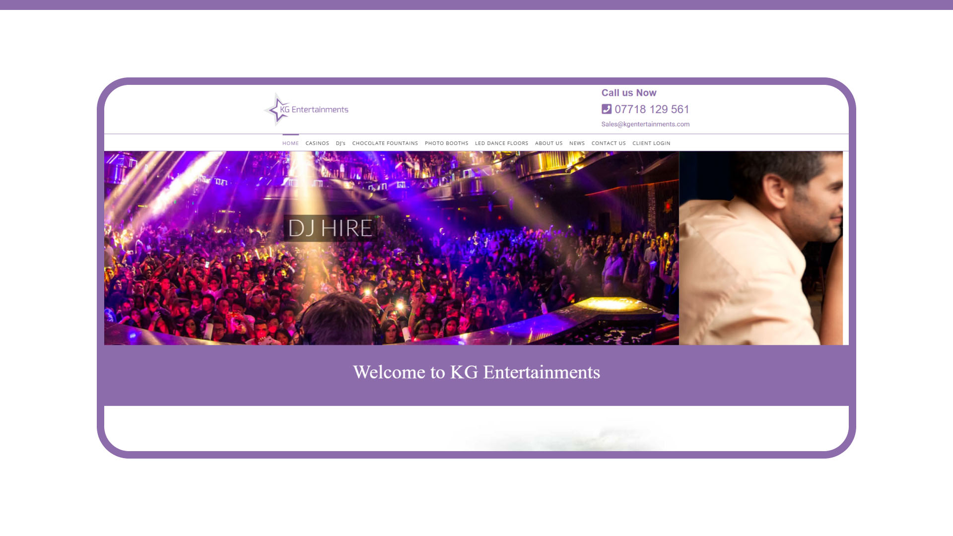 KG Entertainments website