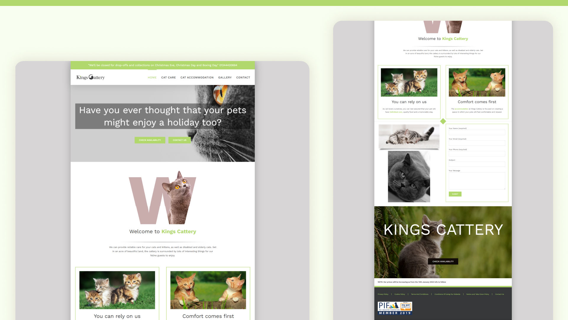 Kings Cattery website — designed and built by Telsa Media