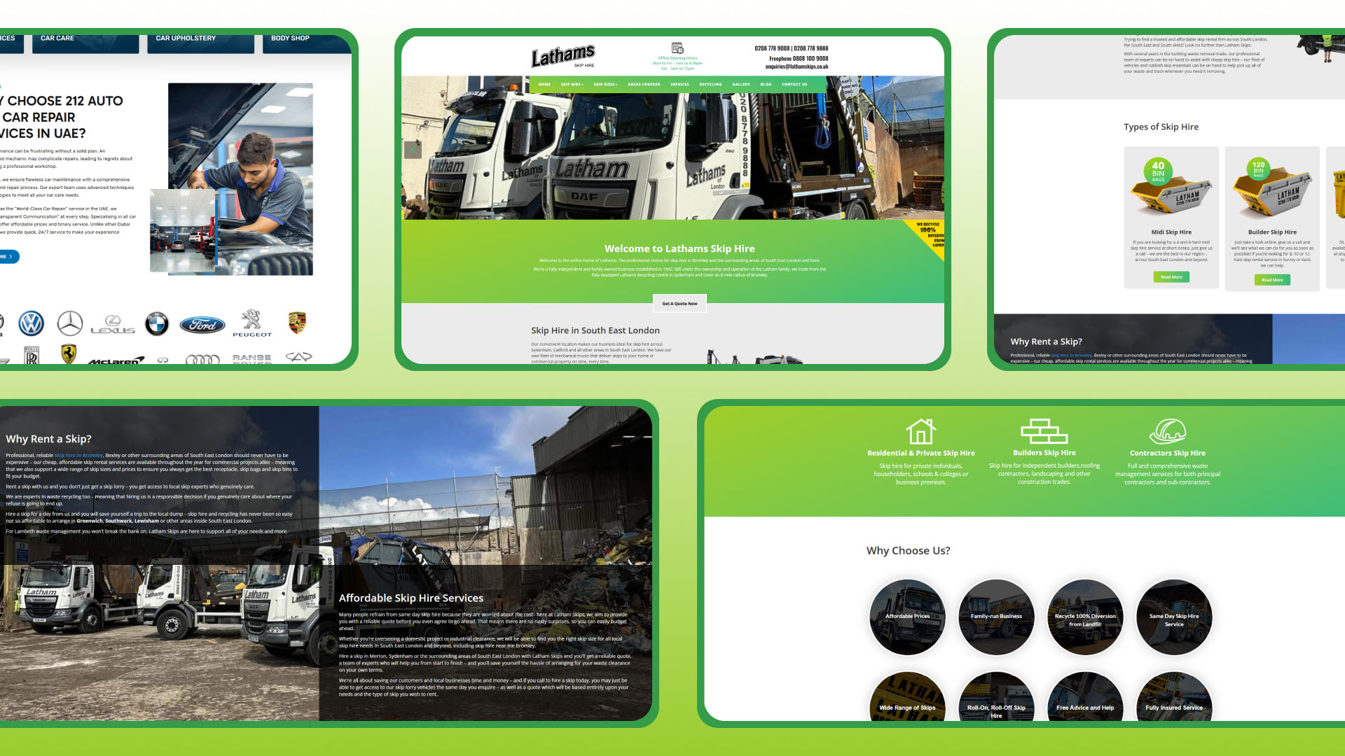 Lathams Skip Hire website — designed and built by Telsa Media