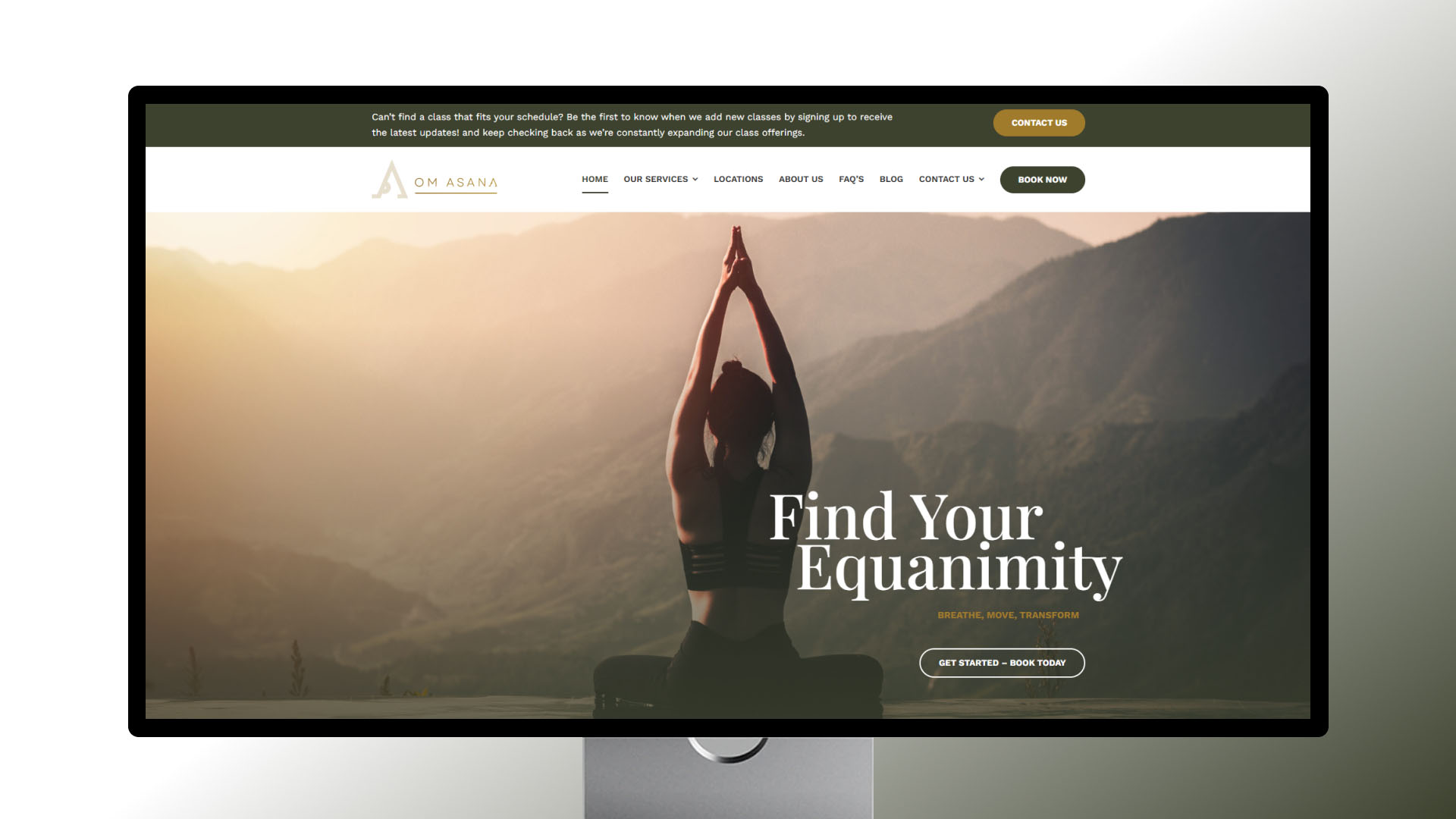 OM Asana website — designed and built by Telsa Media