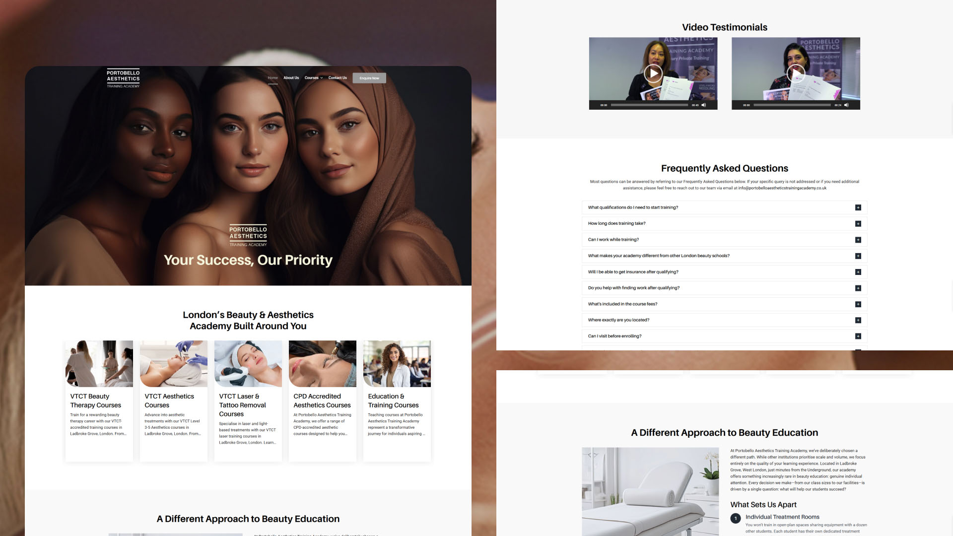 Portobello Aesthetics website — designed and built by Telsa Media