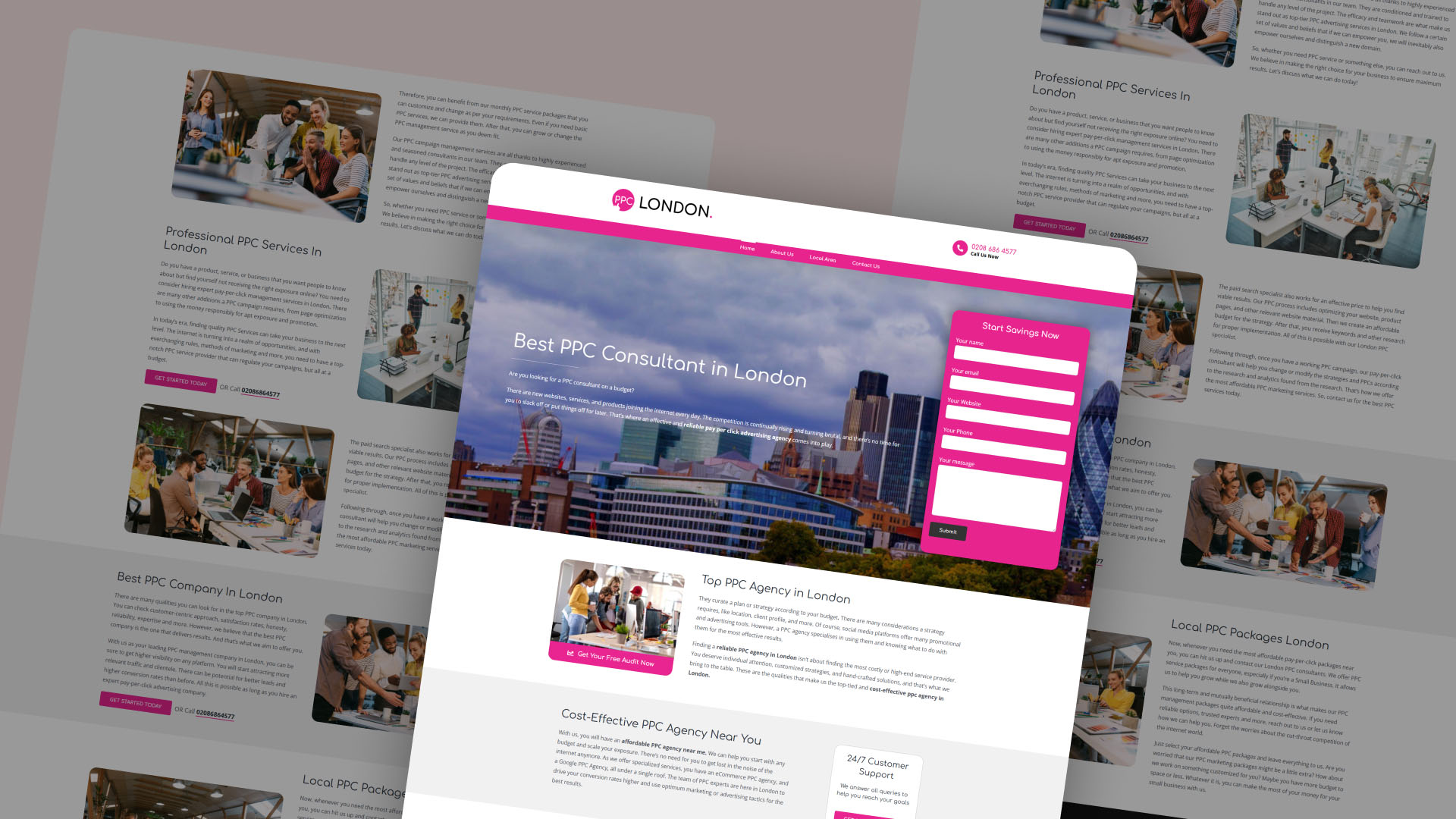 PPC London website — designed and built by Telsa Media