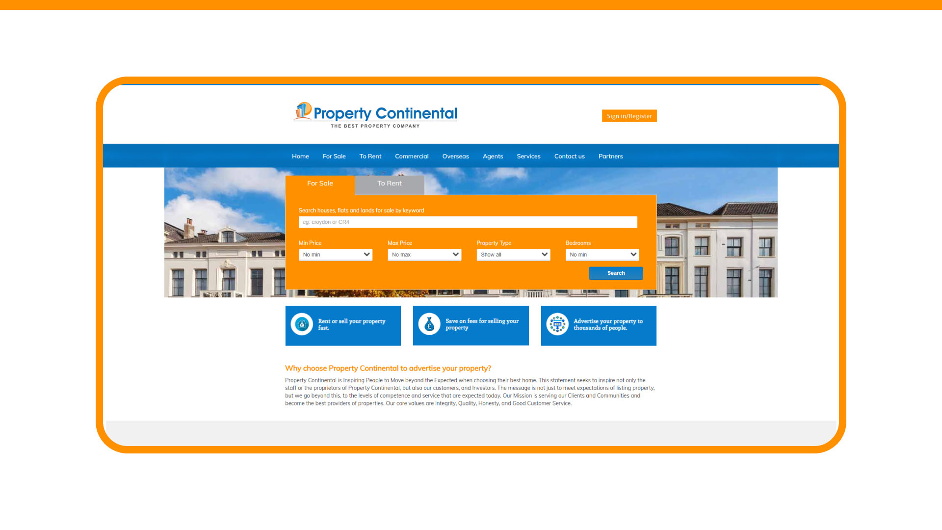 Property Continental website
