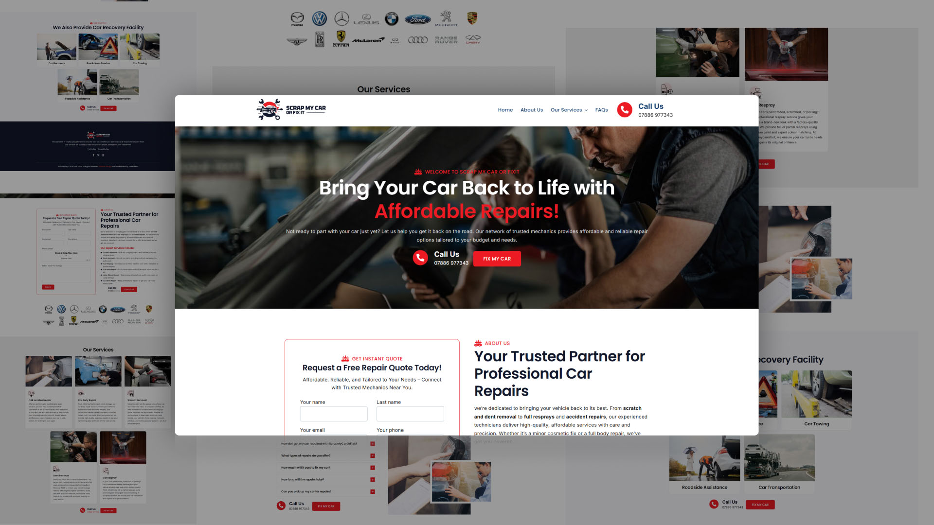 Scrap My Car or Fix It website — designed and built by Telsa Media