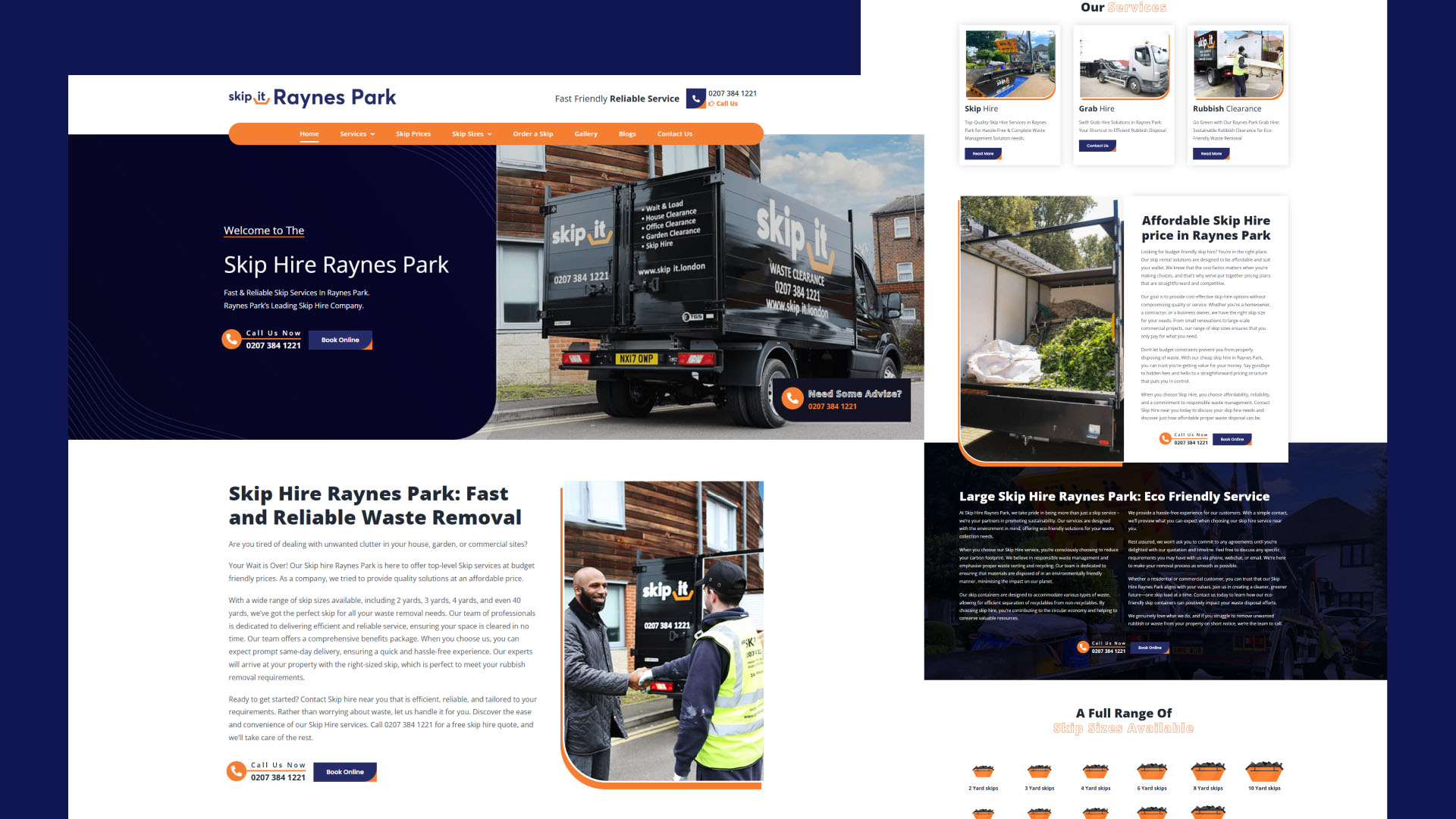 Skip Hire Raynes Park website — designed and built by Telsa Media