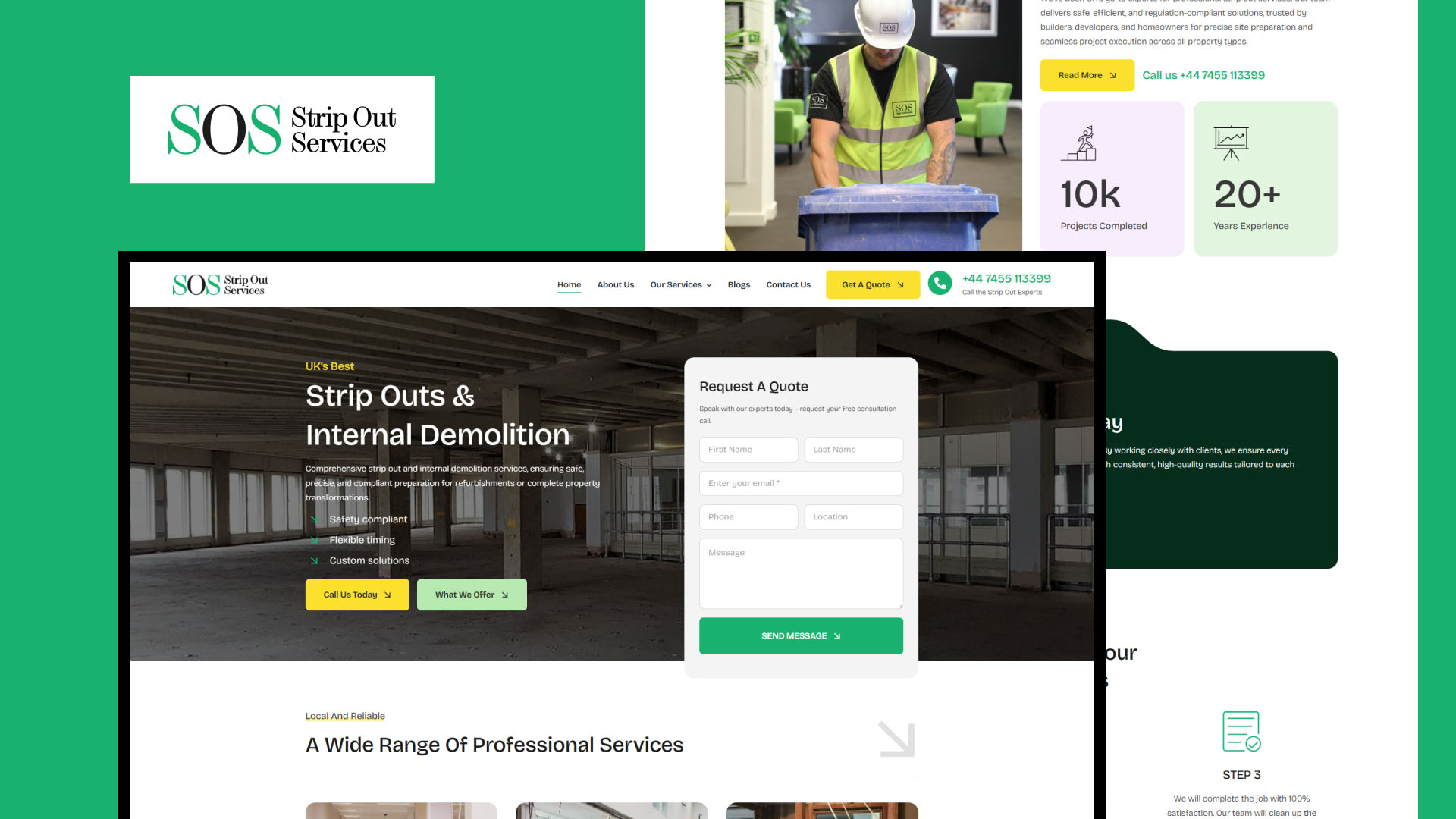 Strip Out Services website — designed and built by Telsa Media