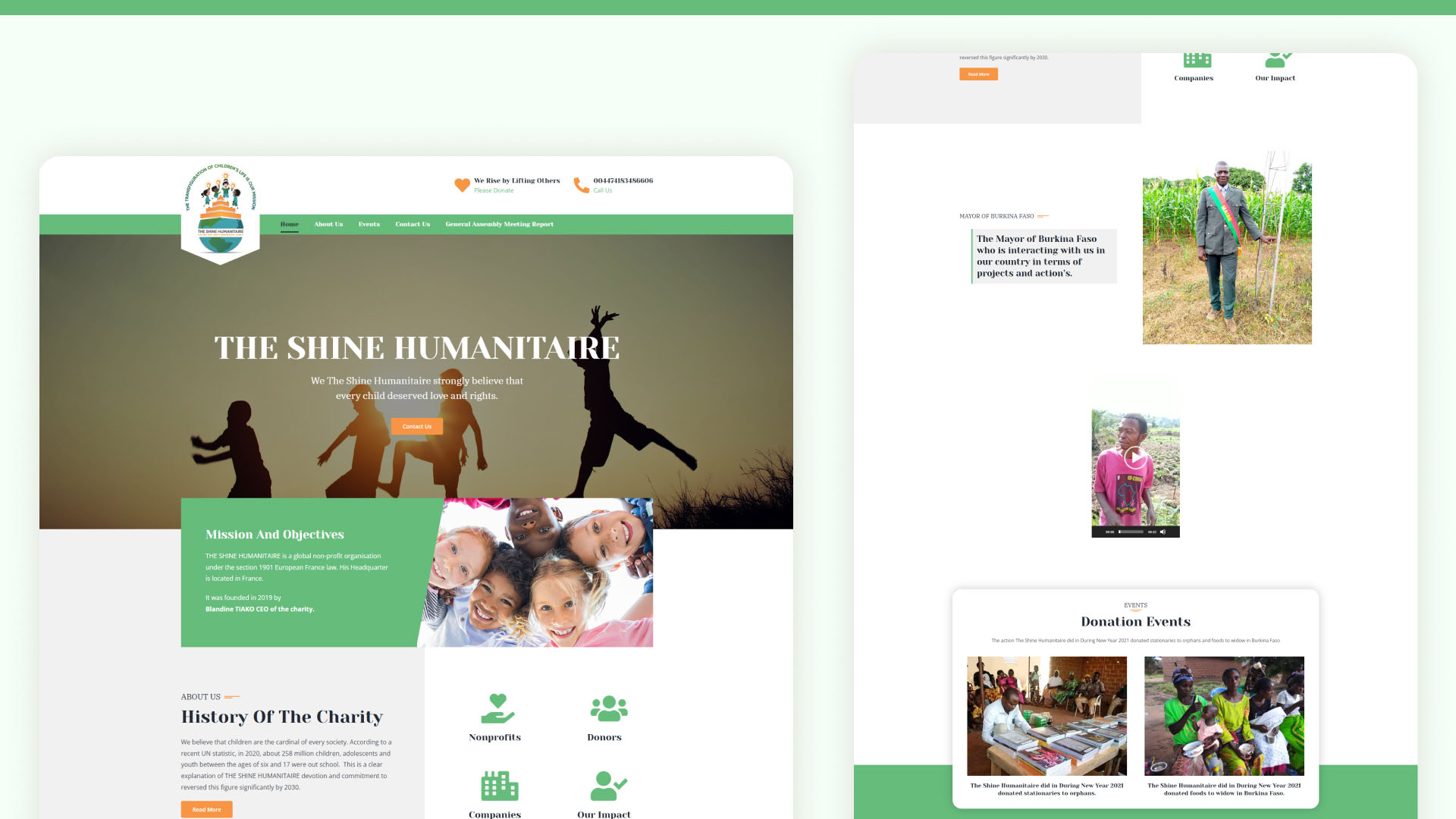 The Shine Humanitaire website